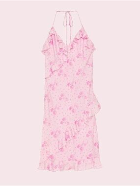 Victoria's Secret Love Shack Fancy  Midi Dress Womens Satin Ruffle Floral XL New